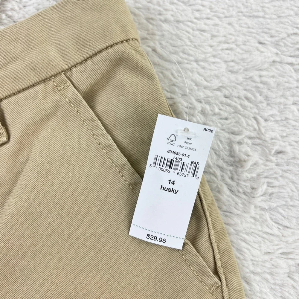 GAP Kids Husky 14 Khaki Chino Shorts Adjustable Waist School Uniform‎ NWT NEW